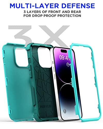 AICase for iPhone 14 Pro Max Case(6.7")Case,Heavy Duty 3-Layer Rugged Pocket-Friendly Phone Cover,Durable Military Grade Protection Shockproof/Drop Proof/Dust-Proof Protective for iPhone 14 Pro Max - color: Teal