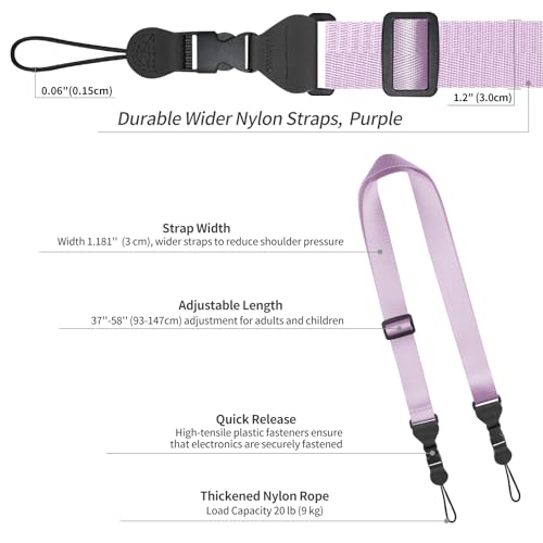 FIEIL 5 Pack Nylon iPad Strap, Adjustable Camera Neck Strap, Comfortable Shoulder Strap for iPad, Cellphone Tablet, Camera, Laptop, Binocular, Luggage Bag(Purple Universal Neck Lanyard) - size: 5 Pack Purple
