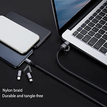 Multi USB Data Cable 1.5M, Lightning/USB C to USB C 60W 3A Charging Cable