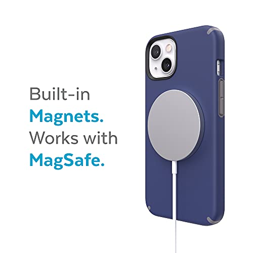 Speck iPhone 13 Case - Drop Protection & Scratch Resistant Dual Layer Case - Built for MagSafe, Slim Design with Soft Touch Coating for 6.1 Inch Phones - Prussian Blue, Cloudy Gray CandyShell Pro - color: Prussian Blue/Cloudy Gray