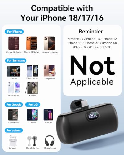 [2-Pack]Portable Charger USB C for iPhone 18/17/16/15 Series,Black&White - color: Black&White