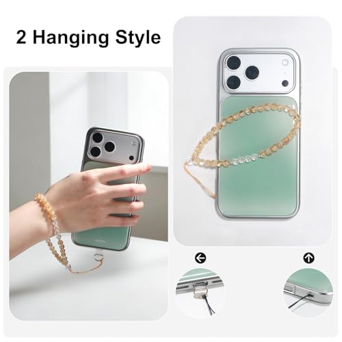 TEAMOLA Natural Stone Phone Charm - Crystal Phone Beaded Wrist Strap - color: Yellow