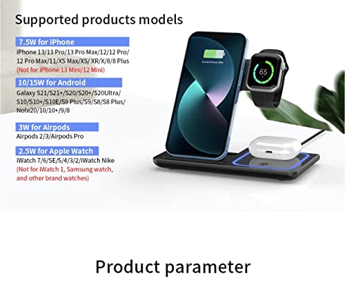 Wireless Charging Station, 3 in 1 Wireless Charger Stand, Fast Wireless Charging Dock for iPhone 14/13/12/11/Pro/X/Max/XS/XR/8/Plus, for Apple Watch 8/7/6/5/4/3/2/SE, for Airpods 3/2/Pro(White) - color: White