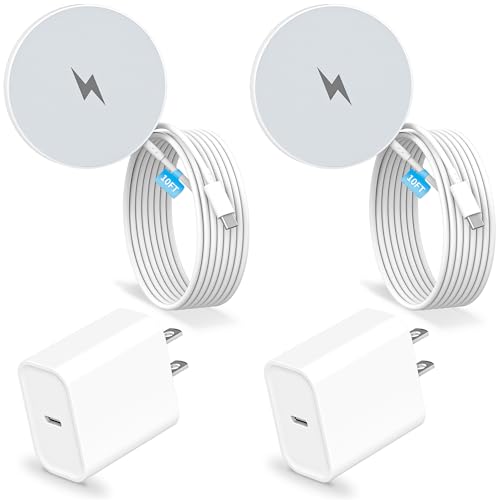 10FT Magnetic Wireless Charger,2Pack Fast Apple Mag-Safe Charger Magnet Pad - size: 10FT