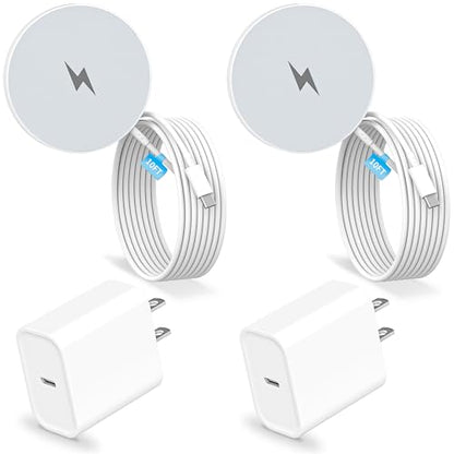 10FT Magnetic Wireless Charger,2Pack Fast Apple Mag-Safe Charger Magnet Pad - size: 10FT