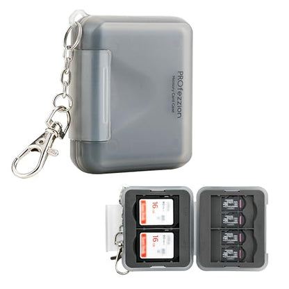 PROfezzion SD Card Holder Case for 4 SD/SDXC/SDHC & 8 microSD TF Memory - color: Grey - 12 Slots