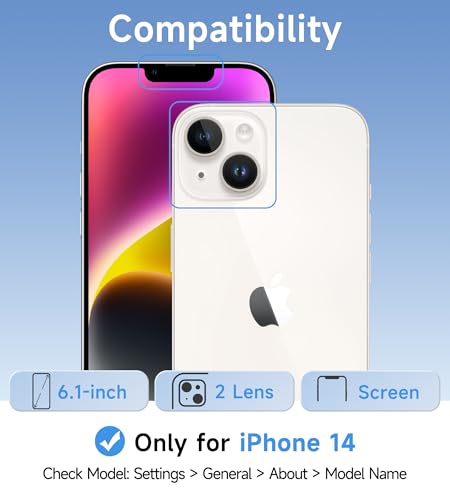 USLAI Case for iPhone 14, Anti-Yellowing, Crystal Clear Back, Shockproof & Military‑Grade Drop Protection - Transparent - color: Clear, size: iPhone 14