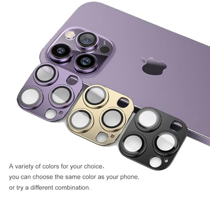 [Black][2 Pack] Camera Lens Protector for iPhone 15/15 Plus,Ultra HD 9H Tempered Glass Camera Cover screen Metal Ring Case Friendly Scratch Resistant Easy to Install - color: Black