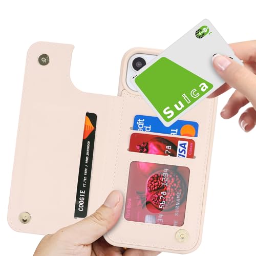 iCoverCase Compatible with iPhone 14 Case with Card Holder, Wallet Case for Women Men RFID Blocking PU Leather Protective Phone Case 6.1 Inch (Beige) - color: Beige