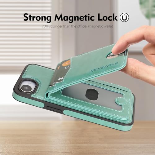SkyEagle Compatible with MagSafe iPhone 17e / 16e Wallet Case,Blue Green - color: Blue Green, size: iPhone 17e / 16e - 6.1"
