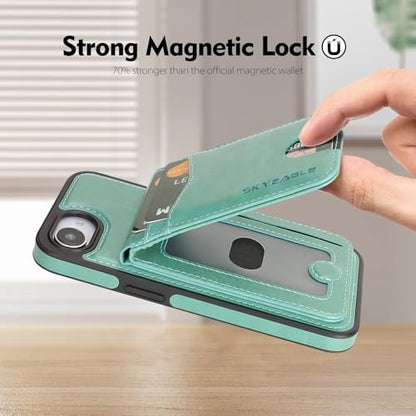 SkyEagle Compatible with MagSafe iPhone 17e / 16e Wallet Case,Blue Green - color: Blue Green, size: iPhone 17e / 16e - 6.1"