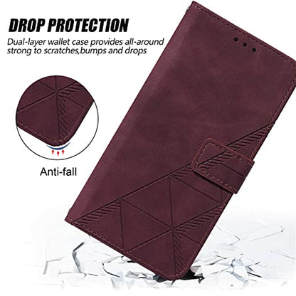 Flip Wallet Case for iPhone 17e/16e, Wrist Strap, Red | Embossed PU Leather, Detachable Wrist Strap, Card Slots, TPU Inner, Cash Pocket, Magnetic Closure, Stand, Precise Cutouts - color: Red