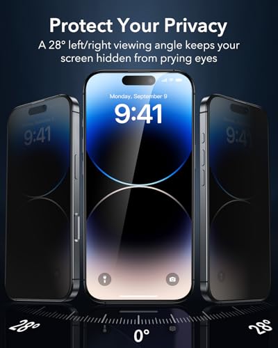 ESR 3 Pack for iPhone 13 Pro Max Privacy Screen Protector, FlawlessFit Tray