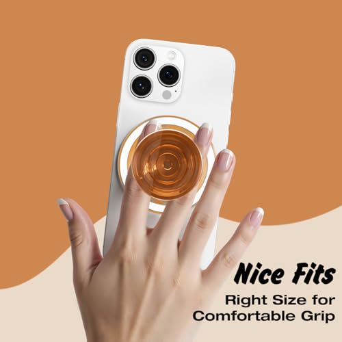 Svanove Magnetic Phone Grip Compatible with Magsafe, Mag Safe Translucent Clear Grip Collapsible Kickstand for iPhone Samsung Pixel, Cute Transparent Silicone Removable Phone Stand Holder, Brown - color: Brown, style: Magnetic
