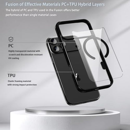 Classic Hybrid Magnetic iPhone 17 pro Case Phone Case Cover, Screen Protectors X1, Compatible with Magsafe, Anti Yellowing,Slim,Shockproof, Protective(Black Magsafe, iPhone 17 pro) - color: Black Magsafe, size: iPhone 17 pro