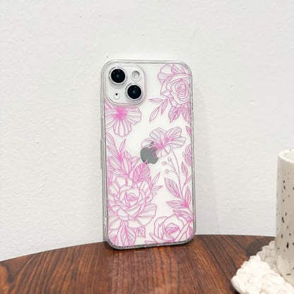 NITITOP Compatible for iPhone 17 Case Cute Clear Floral Flower - Pink | for Girls Women , Girly , Aesthetic , Soft TPU , Full Camera Lens , Protective , Shockproof Phone Cover - color: Pink