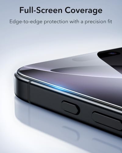 ESR 3 Pack for iPhone 16 Pro Max Screen Protector, Classic | Easy One-Pull Installation, 2X Impact Absorption, 9H Tempered Glass, Full-Coverage Protection, UltraFit Tray, Bubble-Free - size: iPhone 16 Pro Max 6.9 inch