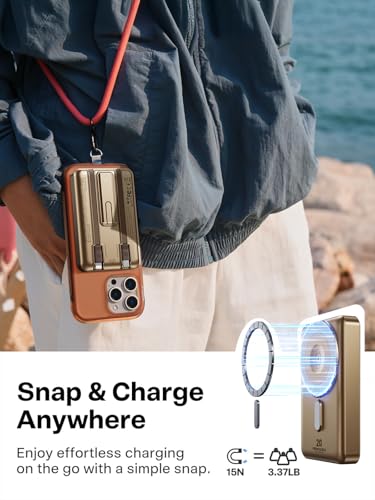 Magsafe Charger 10000mAh PD 20W Power Bank for iPhone & Apple Watch - color: Golden