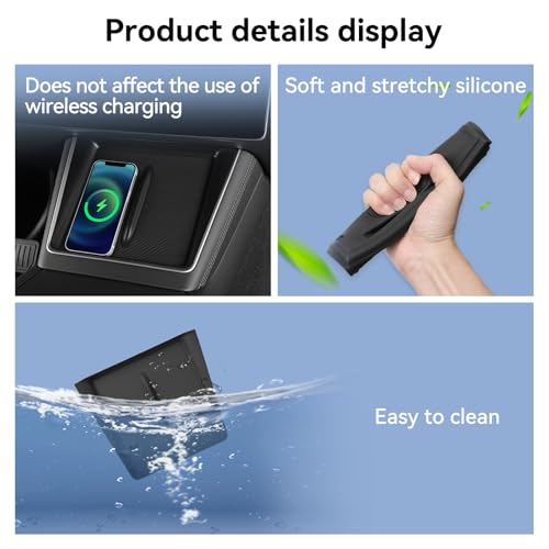 LUCKEASY Wireless Charging Pad for Tesla Model Y Juniper - size: Carbon Fiber Texture - Model Y Juniper 2025 2026