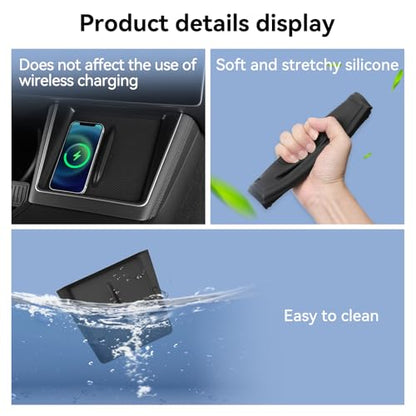 LUCKEASY Wireless Charging Pad for Tesla Model Y Juniper - size: Carbon Fiber Texture - Model Y Juniper 2025 2026