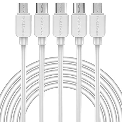 SMALLElectric Micro USB Cable (5-Pack, 6FT) Android Charger, Long Android Phone Charger Cord for Samsung Galaxy S7 S6 Edge J7 S5,Note 5 4,LG 4 K40 K20,MP3,Kindle,Tablet,White