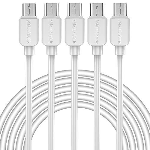 SMALLElectric Micro USB Cable (5-Pack, 6FT) Android Charger, Long Android Phone Charger Cord for Samsung Galaxy S7 S6 Edge J7 S5,Note 5 4,LG 4 K40 K20,MP3,Kindle,Tablet,White