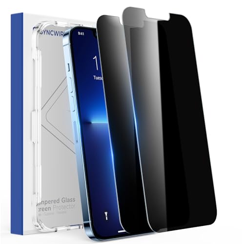 SYNCWIRE Privacy Screen Protector for iPhone 13 Pro Max/iPhone 14 Plus 6.7" [2-Pack], True 28° Anti Spy Tempered Glass Film with Auto Alignment Tool [9H Hardness] - size: iPhone 13 Pro Max/14 Plus-6.7 Inch