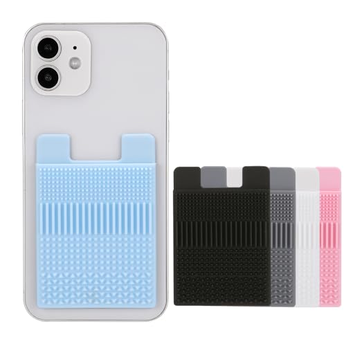 Textured Phone Wallet Stick On, 5 Pack Sensory Card Holder for Back of Phone Case, Stress Relief for Anxiety Autism ADHD, Silicone Adhesive Pocket for Cards Cash, Fidget Toys for Work, School, Travel