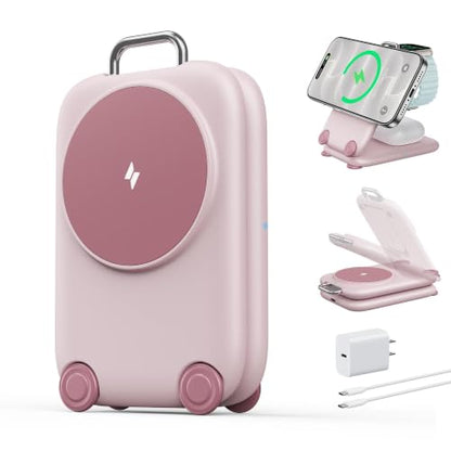 Mukiya PaktVault Traveling Fast Wireless Charging Station for iPhone Duo - color: Pink