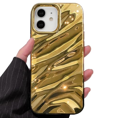 QLTYPRI Compatible with iPhone 11 Case, Cute Wave Water Ripple Pattern Case for Girls Women, Slim Satin Glossy Soft Silicone TPU Bumper Shockproof Protective Phone Cover for iPhone 11 - Gold - color: Gold, size: iPhone 11
