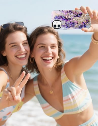 Magnetic Flower Phone Case for iPhone 17 Pro, Purple Lavender | Compatible with MagSafe, Cute Stained Glass Floral Aesthetic, TPU and PC Shockproof Protective Phone Cover for Women Girls - color: Stained Glass Purple Lavender