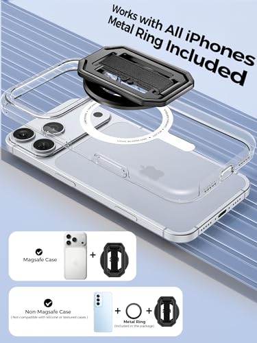 Ultra-Light & Durable Aluminum Phone Grip Stand for MagSafe, Finger Strap - color: Black (All-Aluminum)