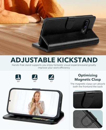 OCASE Compatible with Google Pixel 10a Wallet Case, PU Leather Flip Folio Case with Card Holders RFID Blocking Kickstand [Shockproof TPU Inner Shell] Phone Cover 2026, Black - color: Black