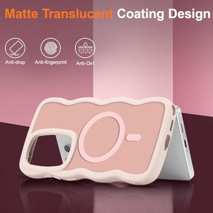 UEEBAI Magnetic for Samsung Galaxy S24 Ultra 5G Case, Cute Cover Compatible with MagSafe, Transparent Clear Wave Design Wavy Frame Matte Phone Case- Pink - color: Pink, size: Samsung Galaxy S24 Ultra 5G