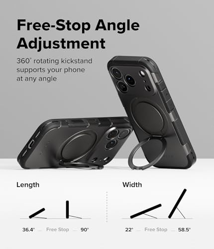 Ringke for iPhone 17 Pro Case [Alles Pro Gunmetal] | Compatible with MagSafe, 360° Rotating Kickstand, Camera Control Capture Button Protection, Powerful Magnet - color: Gunmetal, size: iPhone 17 Pro