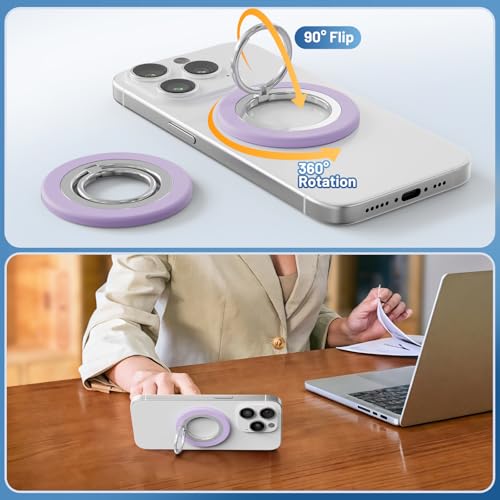 Magnetic Phone Ring Holder Grip Stand Dual Magnet Strong Magnetic Force - color: Purple