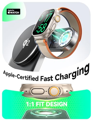 Qi2 3 in 1 Wireless Charging Station,JOYROOM 15W Fast Wireless Charger Stand for iPhone 16/15/14/13, Apple Watch, AirPods, Magnetic Foldable for MagSafe Charger for Multiple Devices (with 30w Adapter)