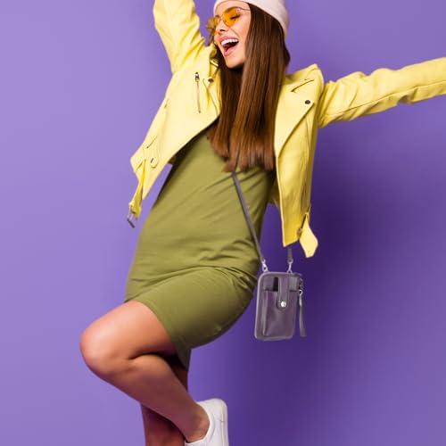 Mundi Jacqui RFID Crossbody Wallet for Women, Vegan Leather Small Travel Handbag with Phone Holder, Compact Organizer with Card Slots and Removable Strap, Vacation Purse in (Purple) - color: (Purple)