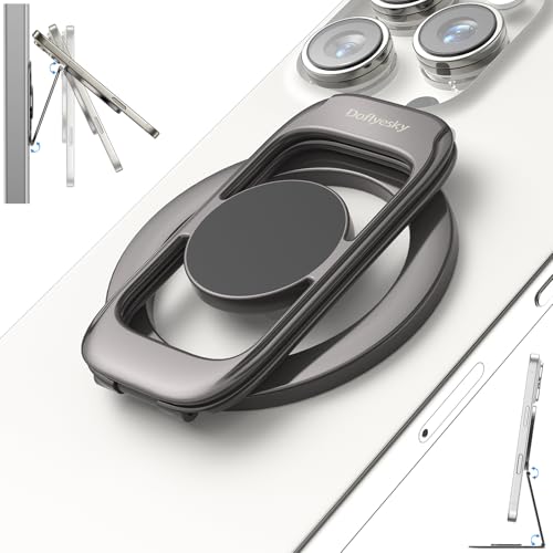 Doflyesky for MagSafe Magnetic Phone Grip Stand [Upgrade Dual-Hinge-Sided Magnets] Compatible with MagSafe Ring Gym Car Holder for iPhone 17/16/15/14/13/12 Pro Max Series Case All Phones (Black) - color: Black