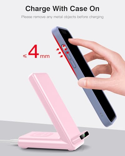Wireless Charging Station,3 in 1 Charging Stand for Apple Multiple Devices - color: Pink