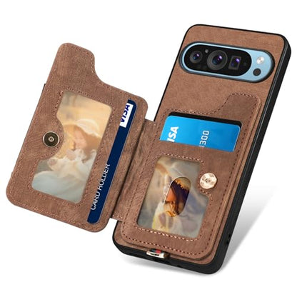for Google Pixel 11 Pro Phone Case Wallet Card Holder,PU Leather Flip Folio Case,RFID Blocking Ring Holder Kickstand Wrist Strap Magnetic Protective Women Men Cover Brown - color: Brown, size: Pixel 11 Pro
