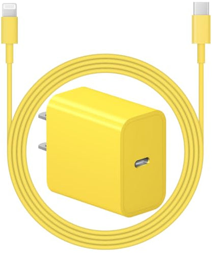 ROMITAZ iPhone Charger Super Fast Charging [ MFi Certified] 20W PD Power Wall Charger with 6FT Charging Cable Compatible iPhone 14/14 Pro Max/13/13 Pro Max/12/12 Pro/12 Pro Max/11/11 Pro iPad(Yellow) - color: Yellow