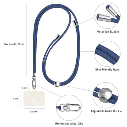 TBOC 2X Cell Phone Lanyard [Dark Blue] - Comfortable Universal Smartphone Lanyard - Easy to Use Neck Phone Holder [White Ice Patch] - Adjustable Length Phone Strap Crossbody - Fits All Mobile Phones - color: Dark Blue