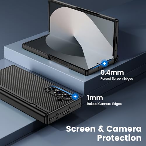 VEGO for Samsung Galaxy Z Fold 6 Case with Privacy Screen Protector - color: Carbon Fiber