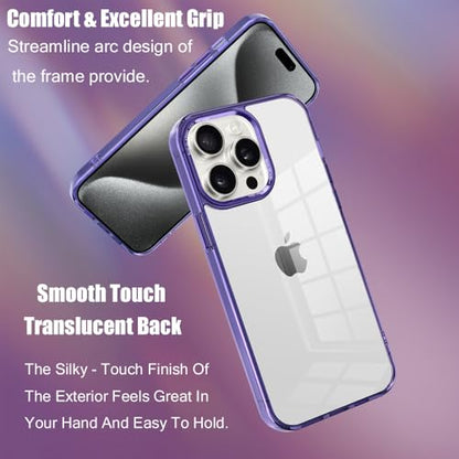 for iPhone 15 Pro Max Case,[Anti-Yellowing] [Military-Grade Protection] Anti-Scratch Transparent Back Slim Shockproof 15 Pro Max Phone Case 6.7 inch (Purple) - color: Purple