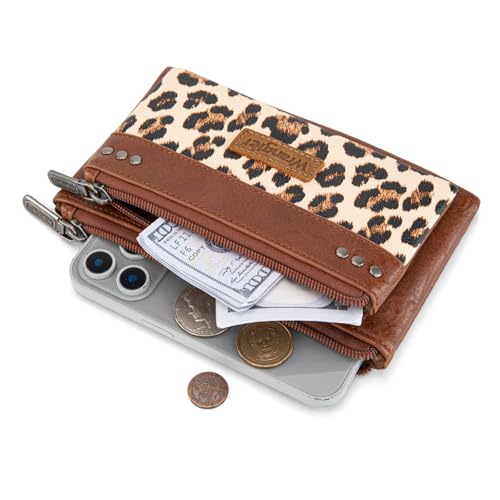 Montana West X Wrangler Brown Wallet Women Double Zipper Pocket Wallet with Rfid Blocking Large Phone Western Women's Wallets Card Cases & Money Organizers - color: Brown