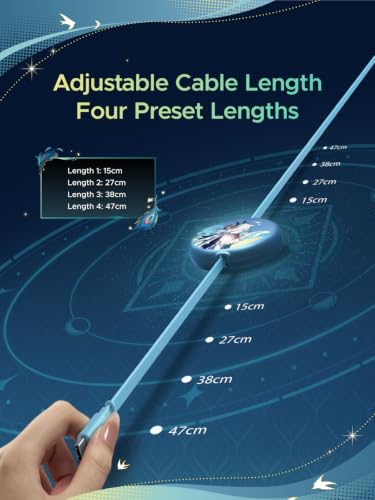 UGREEN Nexode 100W Retractable Cable Honkai: Star Rail, Glacier Blue, 3.3FT - color: Glacier Blue
