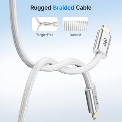 Cable Matters Braided 240W USB C Fast Charging Cable, 3ft, White - color: White, size: 3 Feet