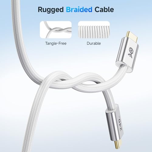 Cable Matters Braided 240W USB C Fast Charging Cable, 10ft, White - color: White, size: 10 Feet