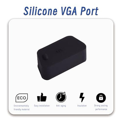 5 PCS VGA/DB9 Port Anti-dust Plugs, Silicone Covers Caps Stoppers, Port Protector for RS232, HDB15, DB9, 0.59 x 0.28 (LxW) - size: VGA/DB9/Black/5 PCS